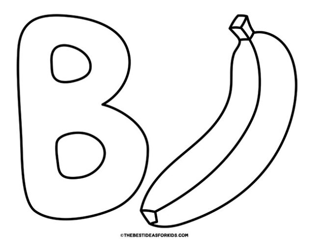 b is for banana coloring page