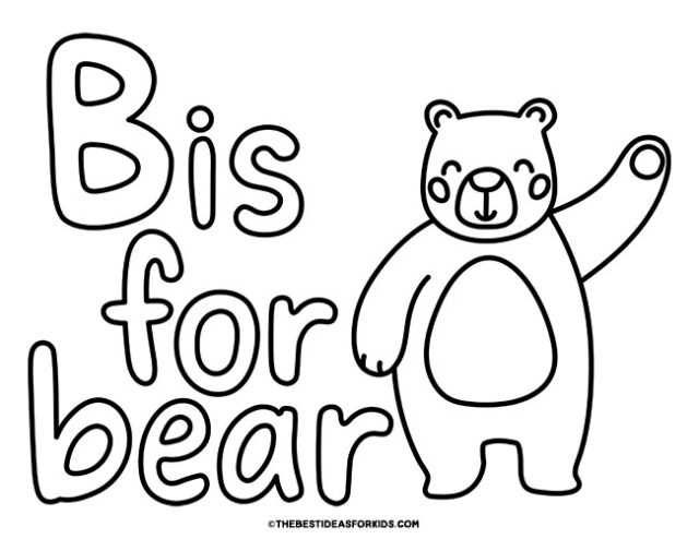 b is for bear coloring page