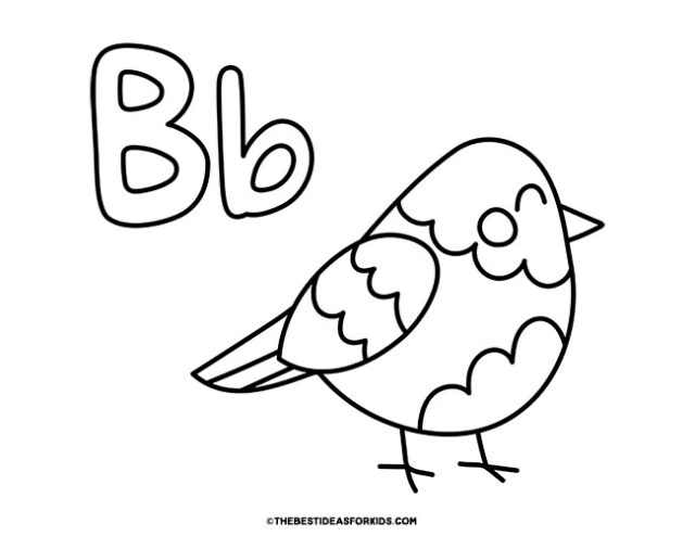 b is for bird coloring page
