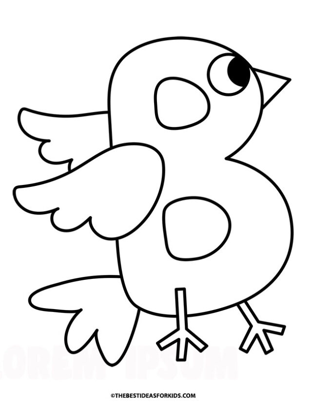 letter b bird coloring page