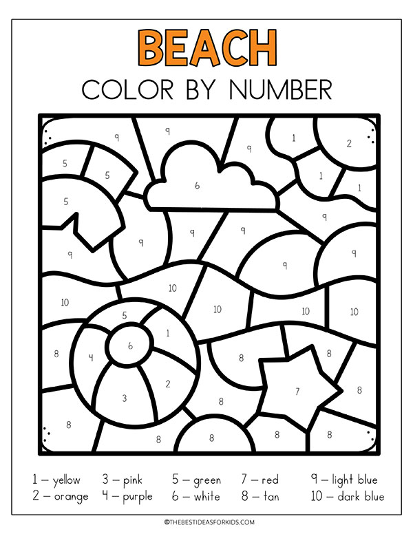 Beach Free Printable Color by Number