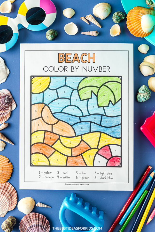 Color by Number Beach Sheet