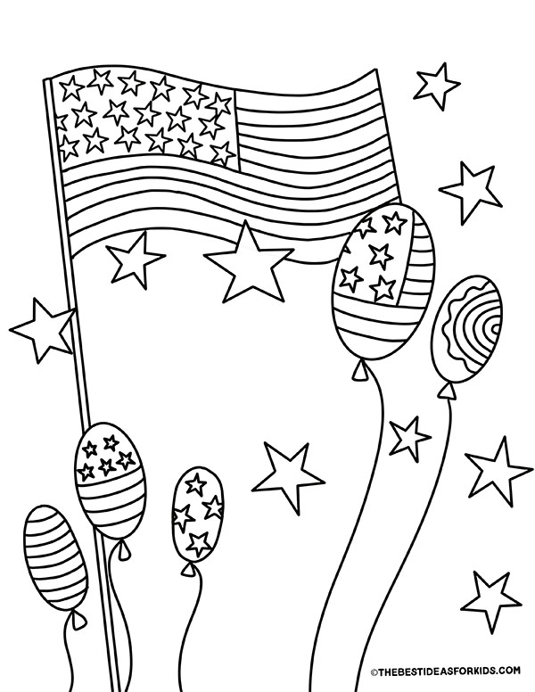 Flags and Balloons Coloring Page