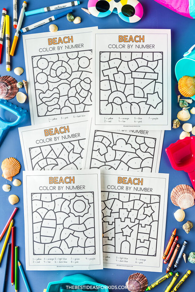 Free Printable Beach Color by Numbers