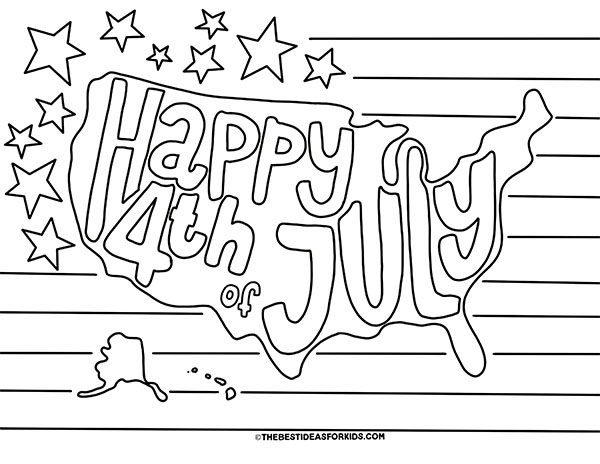 Happy 4th of July Coloring Page