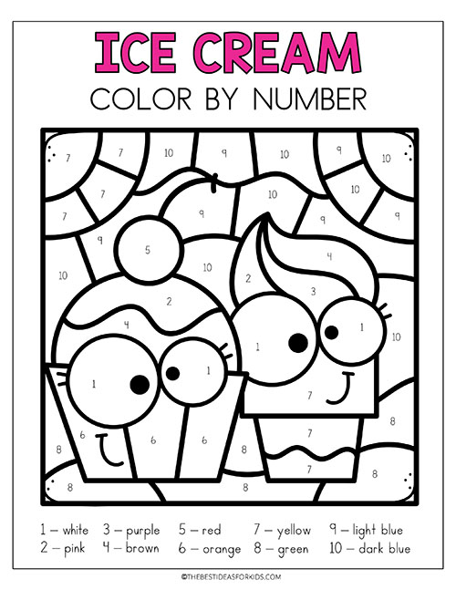 Ice Cream Color by Number Free Printable