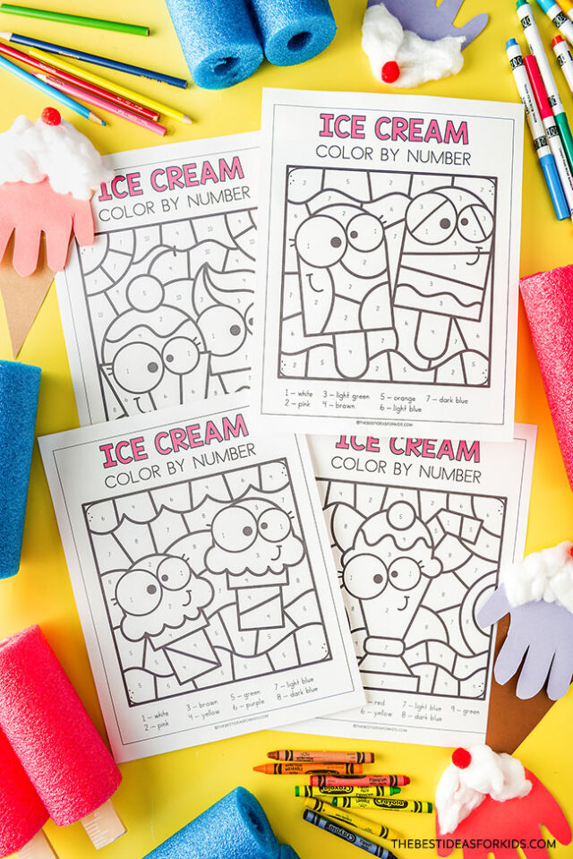 Ice Cream Color by Number Free Printables