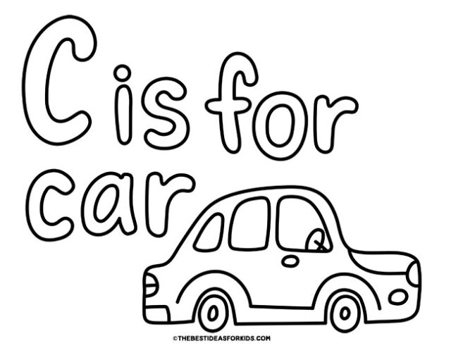 Letter C for Car coloring page
