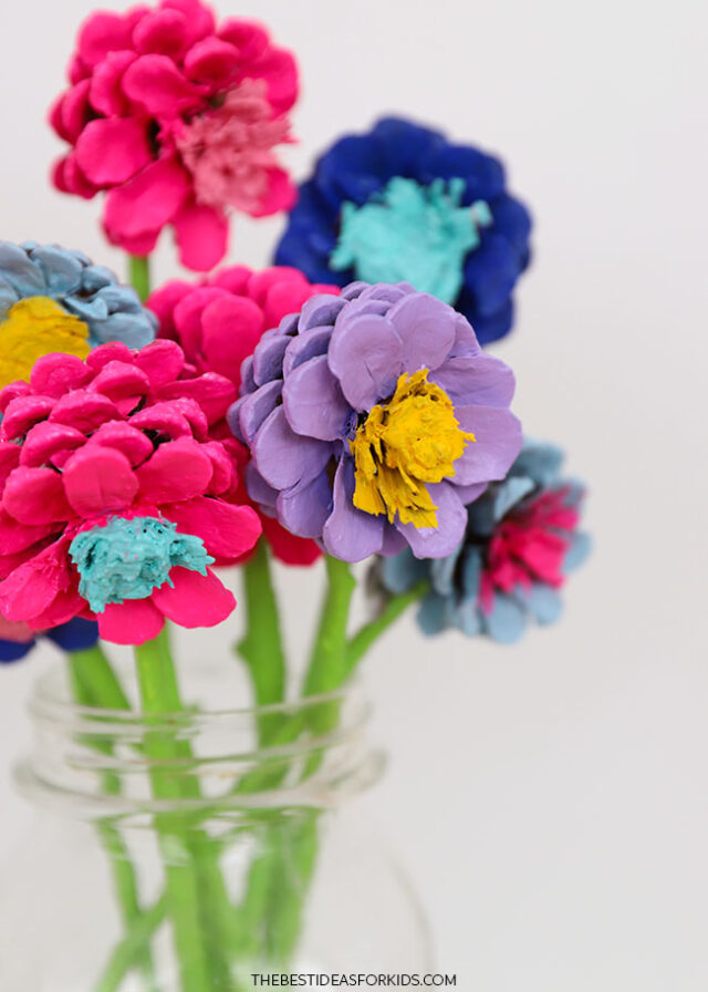 Painted Pine Cone Flower Craft