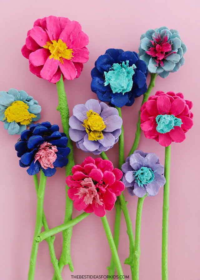 Painted Pinecone Flowers