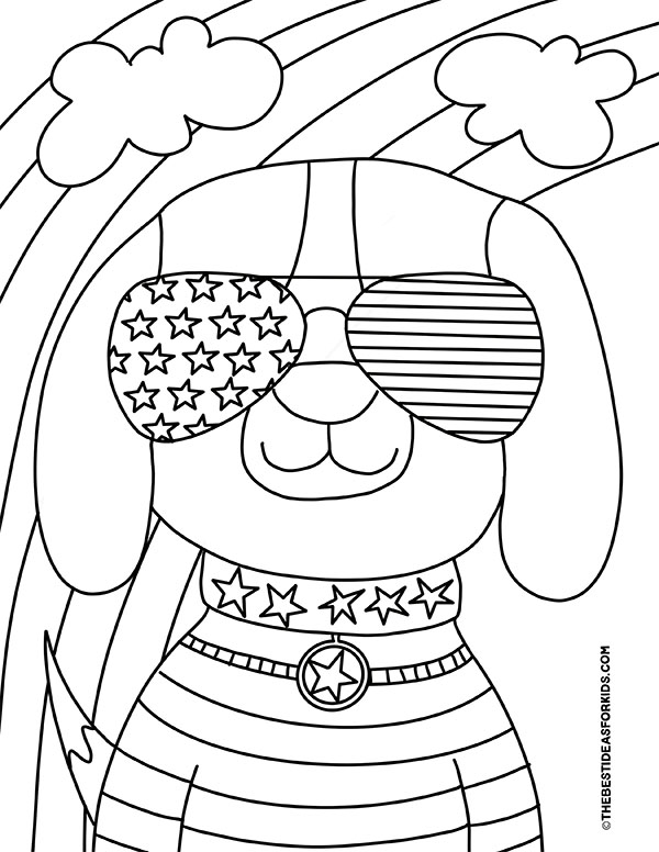 Patriotic Pup Coloring Page