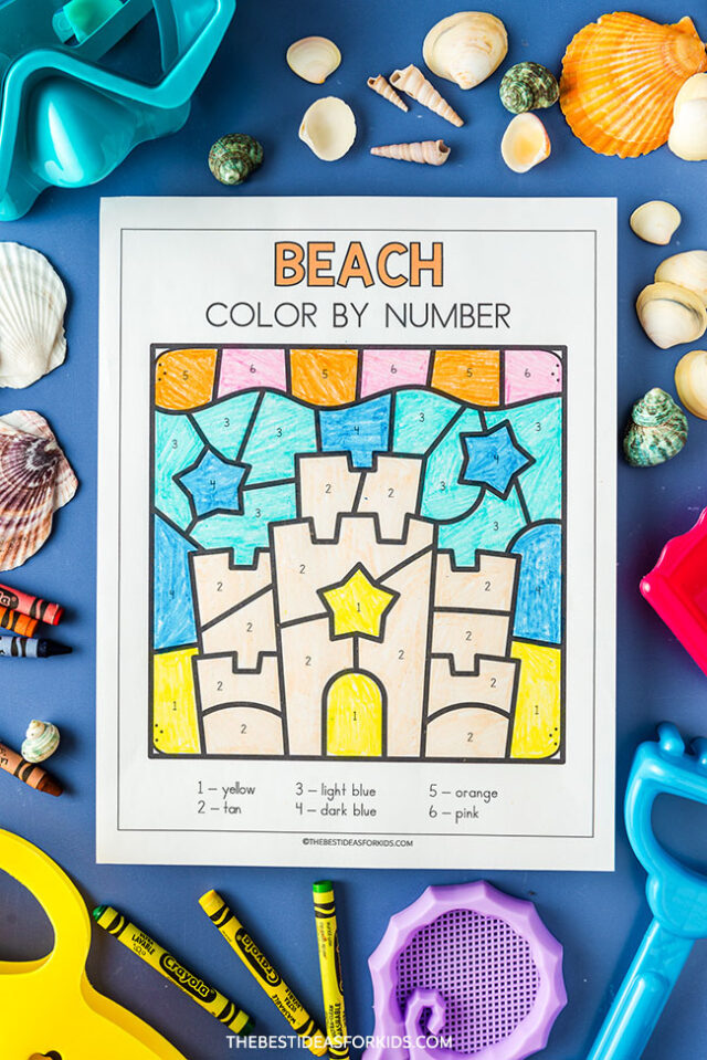 Printable Beach Color by Number