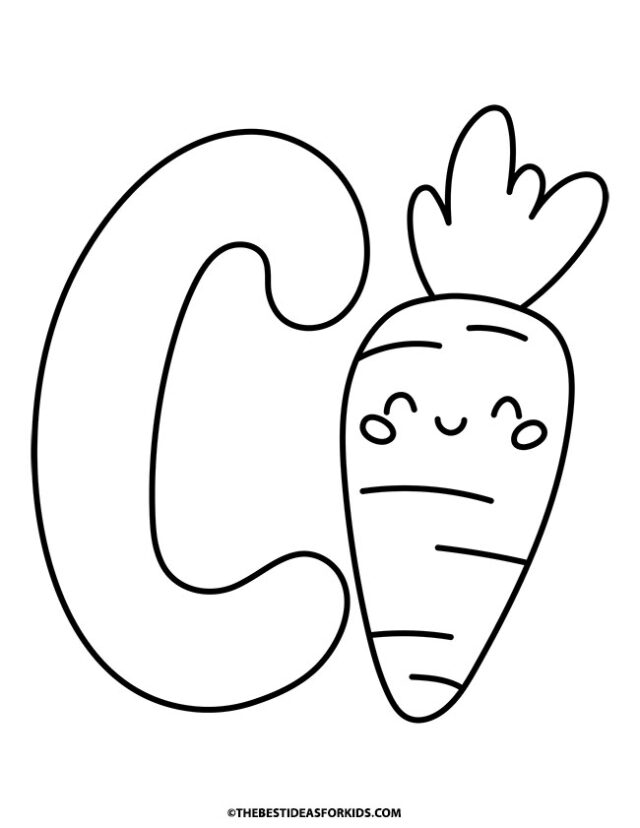 c is for carrot coloring page