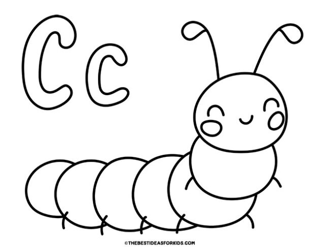 c is for caterpillar coloring page