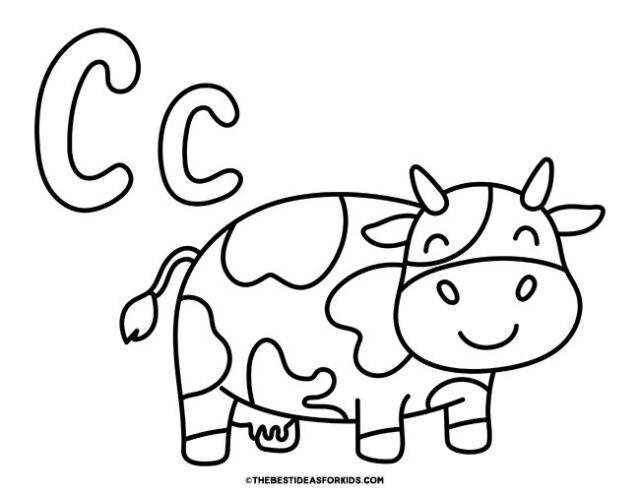 c is for cow coloring page