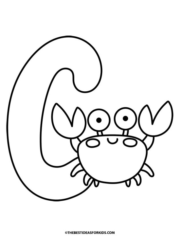 c is for crab coloring page