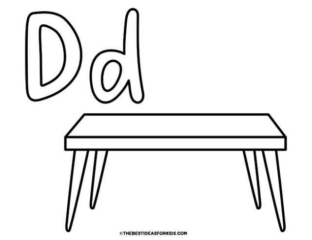 d is for desk coloring page