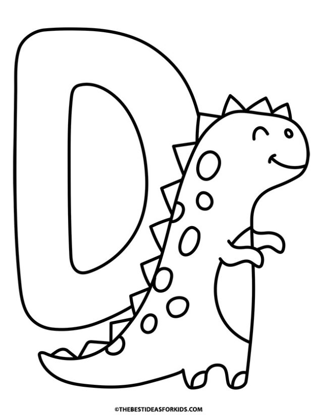 d is for dinosaur coloring page