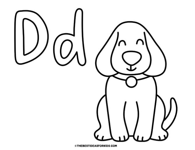 d is for dog coloring page