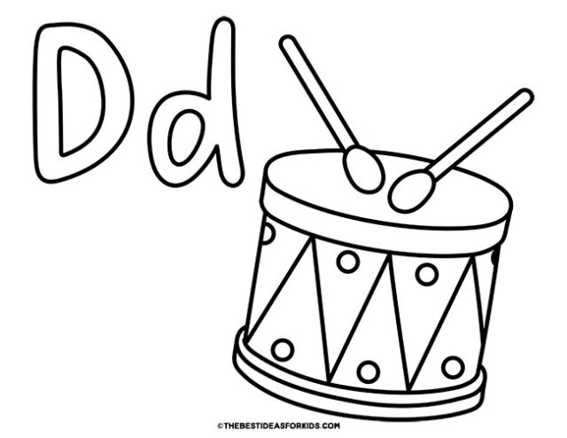 d is for drum coloring page