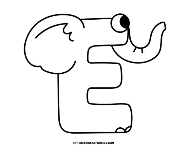 e elephant coloring page
