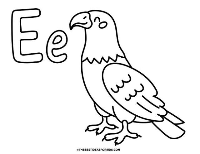 e is for eagle coloring page