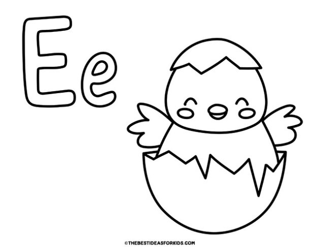 e is for egg coloring page