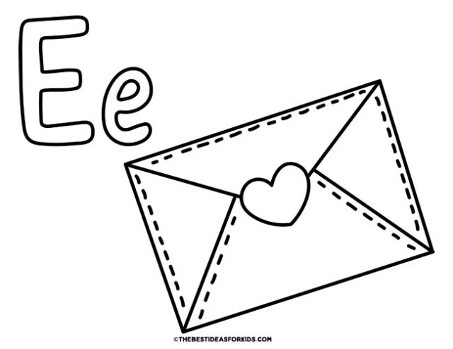 e is for envelope coloring page