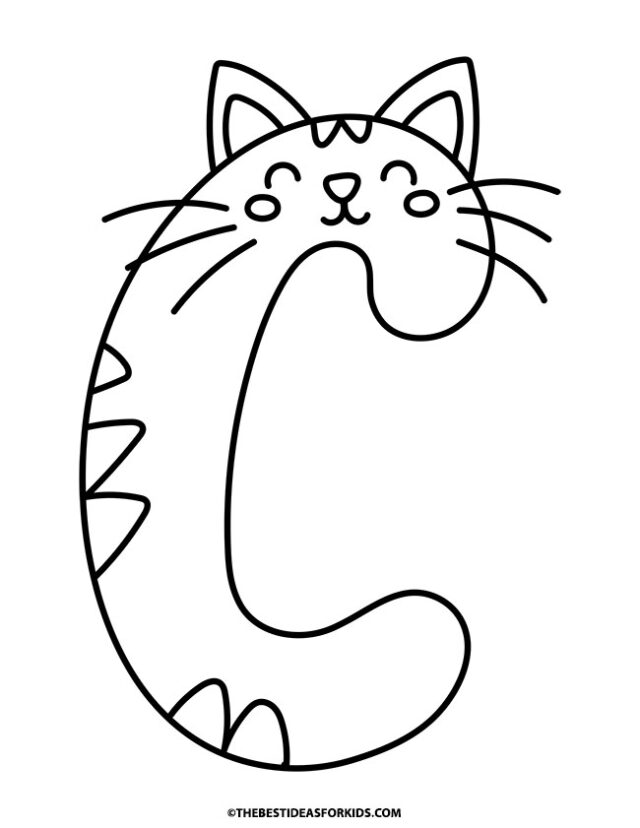 letter c cat coloring page