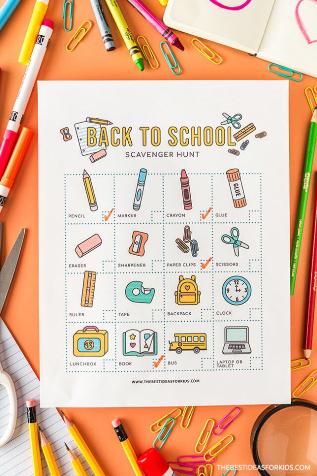 Back to School Scavenger Hunt for Kids