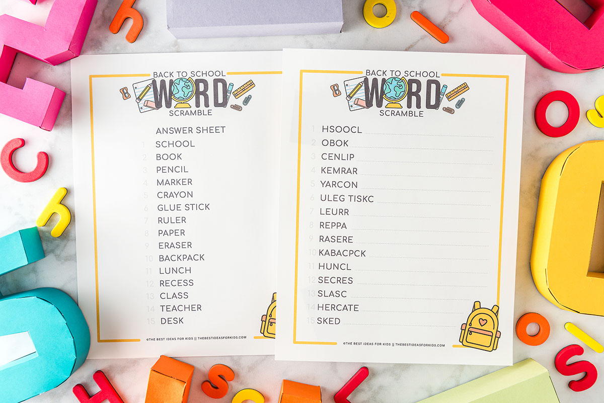 Back to School Word Scramble - The Best Ideas for Kids