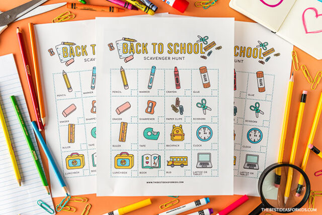 Printable Back to School Scavenger Hunt