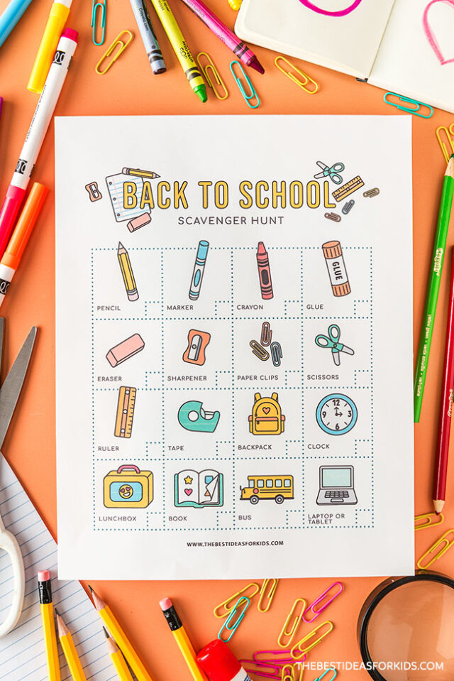 Scavenger Hunt Printable for Back to School