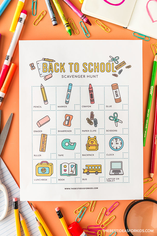 Back to School Scavenger Hunt (Free Printable) - The Best Ideas for Kids