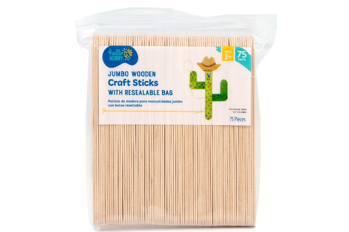 Hello Hobby Jumbo Wood Craft Sticks