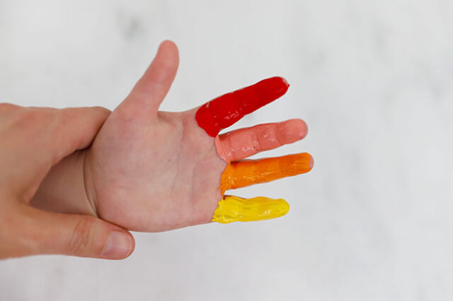 Fingers painted for turkey tail