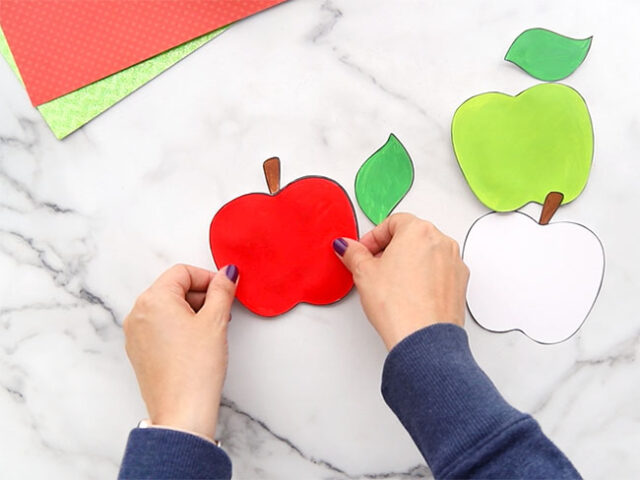 Gluing apple cards together