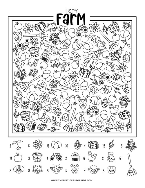 Printable Farm I Spy Sheet