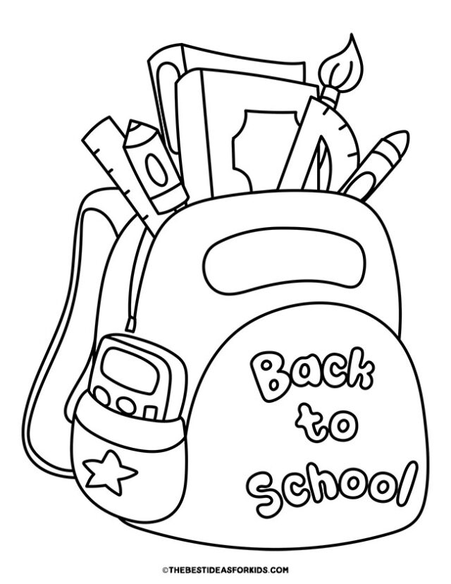 back to school backpack coloring page