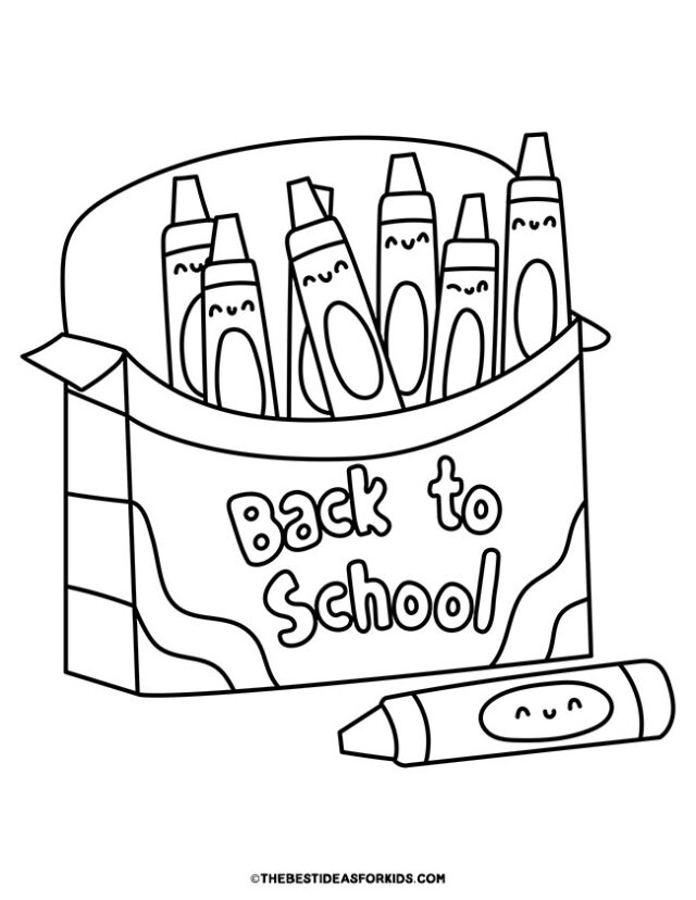 back to school crayons coloring page