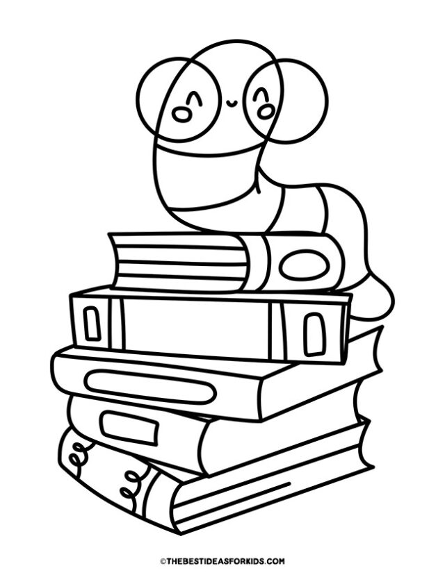 bookworm coloring page