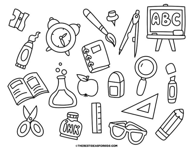 classroom items coloring page