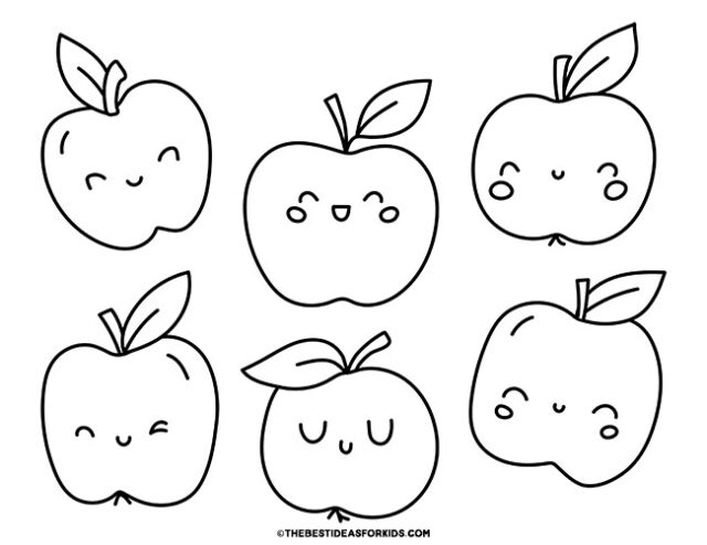 cute apples coloring page