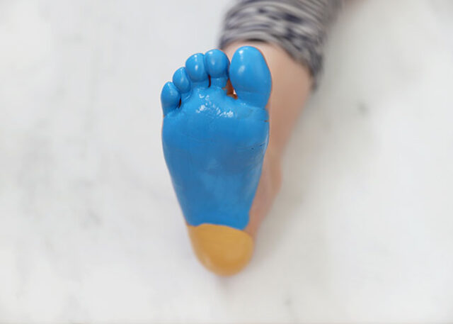 Paint on childs foot