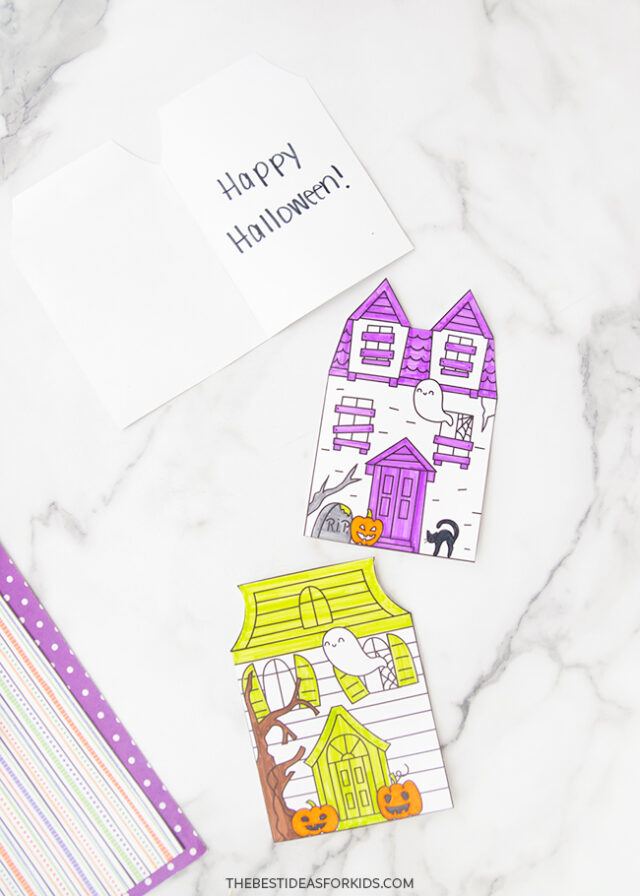 Printable Halloween House Cards