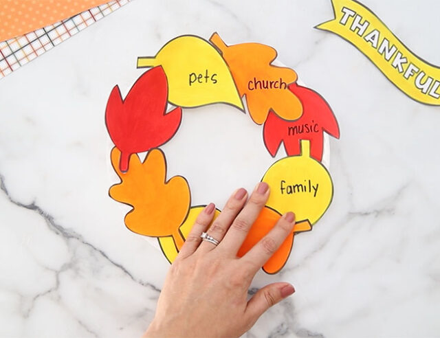 Add thankful words to wreath