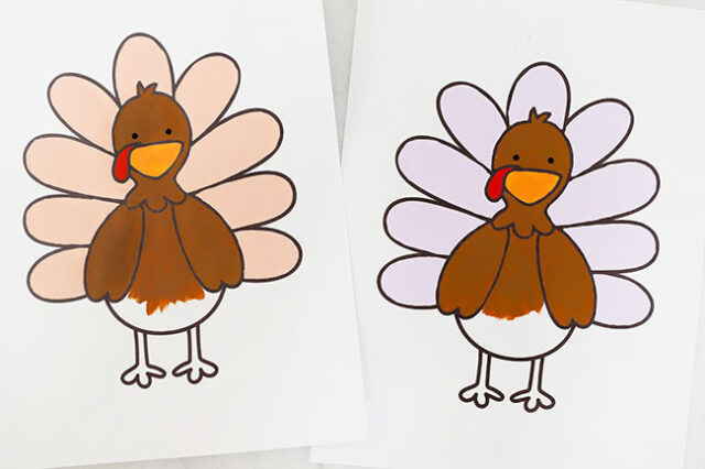 Colored in mermaid turkeys