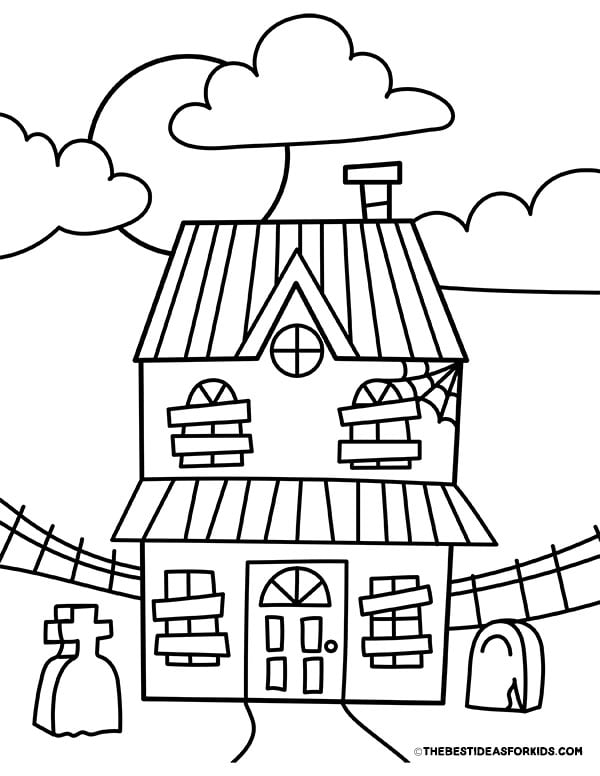 Haunted House Coloring Page for Kids