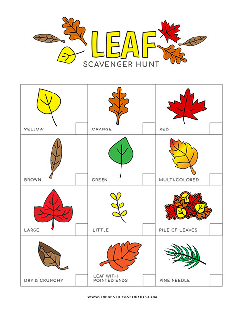 Leaf Scavenger Hunt Free Printable