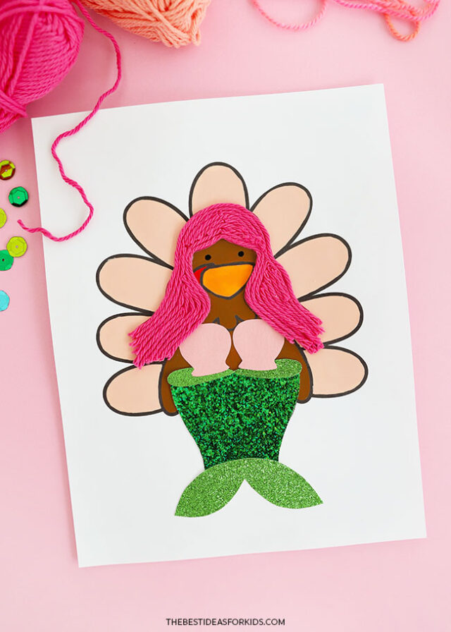 Printable Mermaid Turkey in Disguise